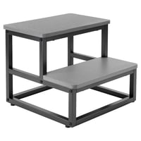 Taburet cu 2 Trepte Rottogoon pentru Adulți și Copii, Antiderapant, Lemn și Metal, Capacitate de 200 kg, Colțuri Rotunjite, Gri 1