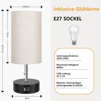 ROTTOGOON 3 Színű Hőmérséklet Asztali Lámpa USB A és C Csatlakozóval Hálószobai LED Lámpa - Otmeal 3
