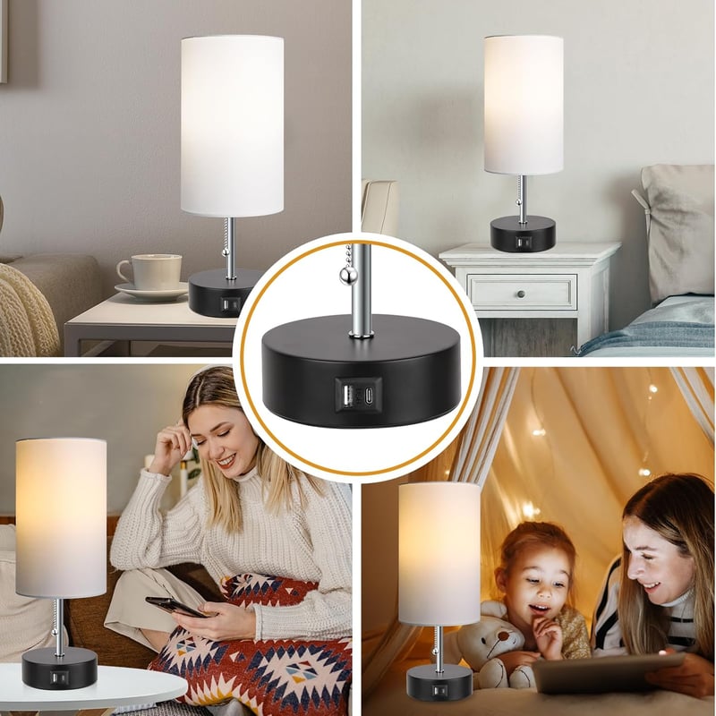 Rottogoon 3 színű hőmérséklet-szabályozható asztali lámpa USB-A/C csatlakozással