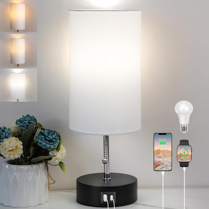 Rottogoon 3 színű hőmérséklet-szabályozható asztali lámpa USB-A/C csatlakozással
