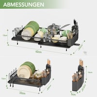 Rottogoon Uscător de vase extensibil pentru blatul de bucătărie – Negru, suport pliabil pentru vase 4