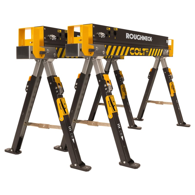 Roughneck COLT 600E potporni stalci (par) - Čelični stalak visoke nosivosti, nosivost 589 kg, noge podesive visine, protuklizni, 2 kom.