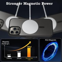 Magnetický kryt ROUMAYMAY pre iPhone 12 Pro Max kompatibilný s MagSafe – matný priehľadný tenký čierny kryt na telefón 4