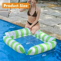 Set 2 Fotolii și Balansoare Gonflabile ROUSKY, Șezlong de Piscină cu Model Dungi pentru Adulți și Copii, Verde și Albastru Deschis 3