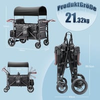 Rovique összecsukható kézikocsik tetővel gyerekeknek, 5 pontos biztonsági öv, nagy tárolóval 8