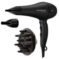 Uscător de păr Rowenta CV7840 Signature Pro AC 2200W, ionic, negru, 2 viteze, 3 trepte de temperatură, cu concentrator și difuzor 2