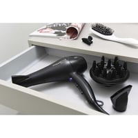 Uscător de păr Rowenta CV7840 Signature Pro AC 2200W, ionic, negru, 2 viteze, 3 trepte de temperatură, cu concentrator și difuzor 4