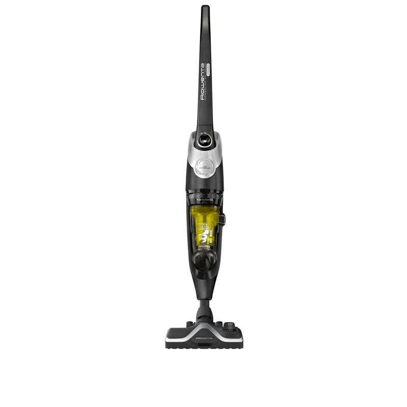 Aspirator vertical cu fir Rowenta RH8155 Powerline Extreme Cyclonic fără sac, silențios, putere mare de aspirare, negru-argintiu-galben