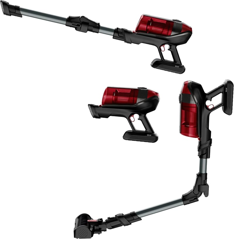 Rowenta X-Force Flex 12.60 Vezeték Nélküli Porszívó - 45 Perces Üzemidő, 4 Sebességfokozat, LED Világítás, Mosható Szűrő, Piros/Fekete