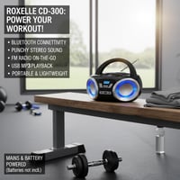 Prenosný CD prehrávač Roxelle CD-300 Bluetooth FM rádio USB AUX RGB osvetlenie LCD displej čierny — chybný (stav: pozri 2. obrázok) 4