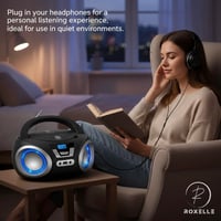 Prenosný CD prehrávač Roxelle CD-300 Bluetooth FM rádio USB AUX RGB osvetlenie LCD displej čierny — chybný (stav: pozri 2. obrázok) 6