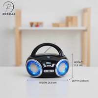 Prenosný CD prehrávač Roxelle CD-300 Bluetooth FM rádio USB AUX RGB osvetlenie LCD displej čierny — chybný (stav: pozri 2. obrázok) 9