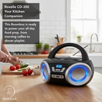Prenosný CD prehrávač Roxelle CD-300 Bluetooth FM rádio USB AUX RGB osvetlenie LCD displej čierny — chybný (stav: pozri 2. obrázok) 5
