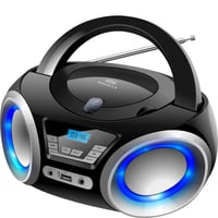 Prenosný CD prehrávač Roxelle CD-300 s Bluetooth, FM rádiom a RGB osvetlením – čierny 1