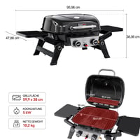 Prenosný plynový gril Royal Gourmet s 2 horákmi, výkon 5 kW, so sklápacími bočnými stolíkmi, na balkón a terasu, čierny 3