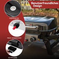 Prenosný plynový gril Royal Gourmet s 2 horákmi, výkon 5 kW, so sklápacími bočnými stolíkmi, na balkón a terasu, čierny 8