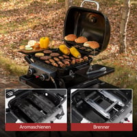 Prenosný plynový gril Royal Gourmet s 2 horákmi, výkon 5 kW, so sklápacími bočnými stolíkmi, na balkón a terasu, čierny 5
