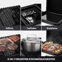 Grătar pe gaz Royal Gourmet 8,5 kW, grătar de masă 3 în 1, grătar portabil cu 3 arzătoare pentru picnic și camping, cu raft lateral pliabil, negru 4