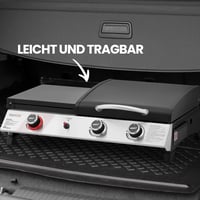 Grătar pe gaz Royal Gourmet 8,5 kW, grătar de masă 3 în 1, grătar portabil cu 3 arzătoare pentru picnic și camping, cu raft lateral pliabil, negru 7