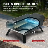 Royal Gourmet Gázos Pizzasütő Kompakt Pizzagrill 30 cm Pizzakővel 4 kW Teljesítménnyel Gázcsővel és Szabályozóval Összecsukható Lábakkal Kül 6