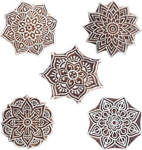 Royal Kraft Kerek Fa Nyomda Bélyeg Szett 5 db Henna Textil Papír Agyag 2