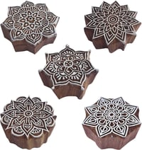 Royal Kraft Kerek Fa Nyomda Bélyeg Szett 5 db Henna Textil Papír Agyag 1