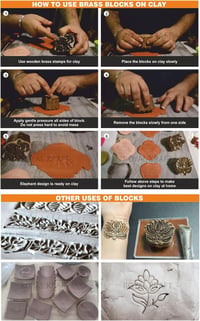 Royal Kraft Virág Mintás Sárgaréz Fa Bélyeg Szett 5 Darab DIY Agyag Kerámia 3