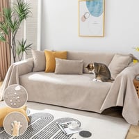 Husă pentru canapea de colț în formă de L Royhom, din chenille, rezistentă la apă și pete, antiderapantă, kaki, 180 x 340 cm 1
