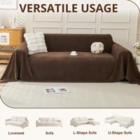 Royhom Vízálló Kanapévédő Takaró 300x180 cm, Barna - Chenille Ülőgarnitúra Huzat L Alakú Sarokkanapéhoz, Macska Karcolás Ellen, Puha és Kényelmes 3
