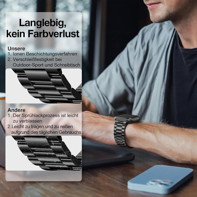 Rozsdamentes Acél Fémszíj Apple Watch Órához - Állítható Unisex Csuklópánt iWatch Series 1-9, SE, Ultra Modellekhez (38-49mm)