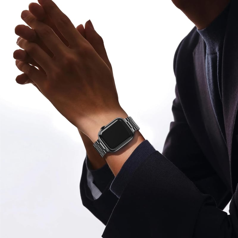 Rozsdamentes Acél Fémszíj Apple Watch Órához - Állítható Unisex Csuklópánt iWatch Series 1-9, SE, Ultra Modellekhez (38-49mm)