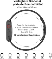 Rozsdamentes Acél Fémszíj Apple Watch Órához - Állítható Unisex Csuklópánt iWatch Series 1-9, SE, Ultra Modellekhez (38-49mm) 5