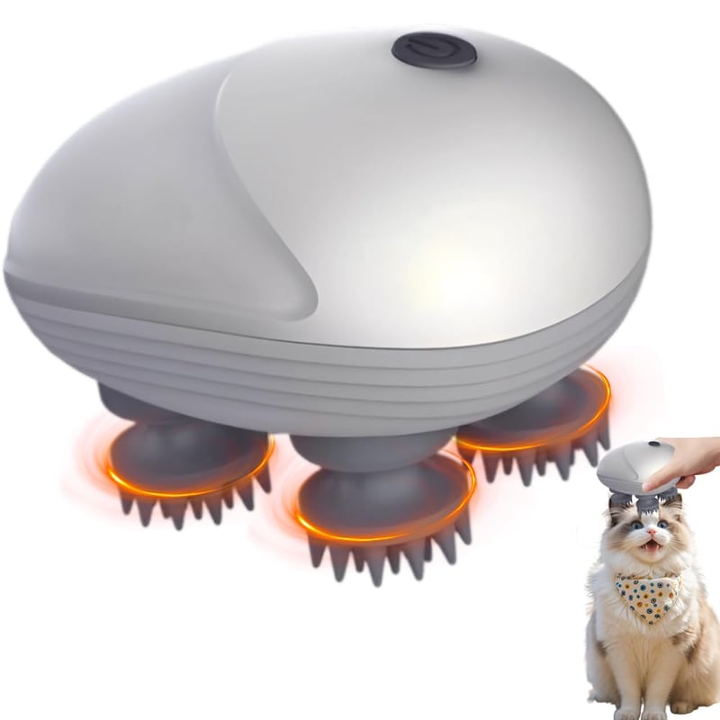 Aparat de masaj electric pentru scalp Rppiup, masaj manual portabil fără fir cu 4 capete de masare, rezistent la apă IPX7, pentru masajul corporal al câinilor și pisicilor, dispozitiv pentru stimularea creșterii părului și masajul scalpului