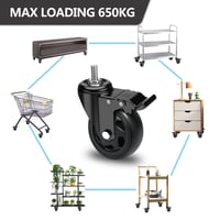 RRIUTO 125 mm Forgó Bútor Görgő Fékezéssel, 650 kg Terhelhetőség, 4 db Nehéz Kivitelű Görgő 6