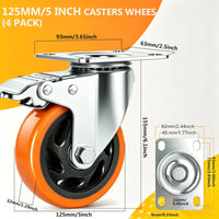 RRIUTO 125mm Nehéz Görgő Fékes Szett 4db 800kg Terhelhetőség Forgó Bútor Görgő - 125 mm 2