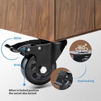 RRIUTO 75mm Forgó Kerék Fékes Szett 4db 500kg Teherbírás Bútor Szállító Görgő 4