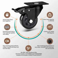 RRIUTO 75mm Forgó Kerék Fékes Szett 4db 500kg Teherbírás Bútor Szállító Görgő 3