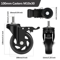 RRIUTO Bútor Görgő Fékes 100mm M10x30 500kg Teherbírás 4db Forgó Görgő 2