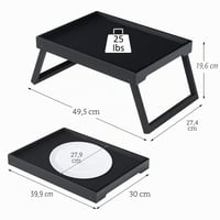 RRX Podnos do postele so skladacími nohami, raňajky v posteli, stolík na notebook, servírovací podnos, podnos na pohovku - čierny 4