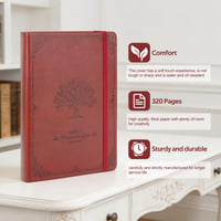 Jurnal cu linii Vintage Rsarouud MoY, format A5, maro, caiet cu copertă cartonată din piele PU, 320 pagini, hârtie groasă de 120 g/m², buzunar interior, 14,5 x 21 cm, pentru birou și călătorii 2