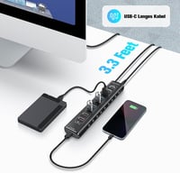 RSHTECH 10 portos USB-C 3.2 hub aktív tápegységgel, gyorstöltés és PD támogatás - A10QPD 6
