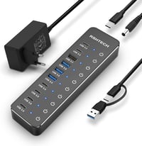 RSHTECH 10 portos USB-C hub tápegységgel, 3 USB 3.2 és 7 USB 3.0 porttal 1