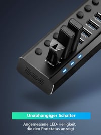 RSHTECH 16 portos USB 3.0 hub aktív tápellátással, alumínium, 100W, professzionális 5
