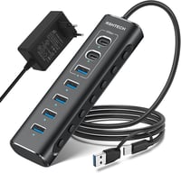 RSHTECH 7 portos USB-C 3.2 hub aktív tápegységgel, 10Gbps és 5Gbps portok - 3*10Gbps+4*5Gbps 1