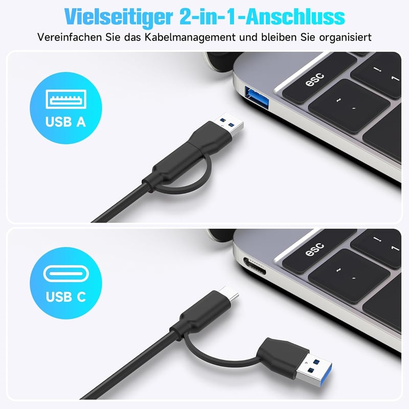 RSHTECH 7 portos USB-C 3.2 hub aktív tápegységgel, 10Gbps sebességgel - ST07C-4