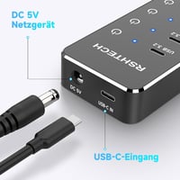 RSHTECH 7 portos USB-C 3.2 hub aktív tápegységgel, 10Gbps sebességgel - ST07C-4 6