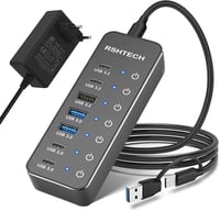 RSHTECH 7 portos USB-C 3.2 hub aktív tápegységgel, 10Gbps sebességgel - ST07C-4 1