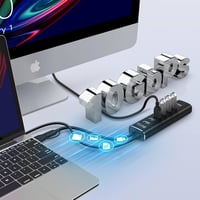 RSHTECH Alumínium USB 3.2 Hub 7 Porttal - Aktív Elosztó 24W Tápegységgel, 10 Gbps Adatátvitel, 2-in-1 Kábel (Type A & C), Laptop Kompatibili - A107 2