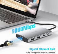 RSHTECH USB-C Hub Ethernet adapterrel, 4 portos USB3.2 elosztó 1Gbps hálózati adapterrel 6