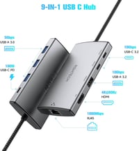 RSHTECH USB-C Hub Ethernet adapterrel, 4 portos USB3.2 elosztó 1Gbps hálózati adapterrel 2